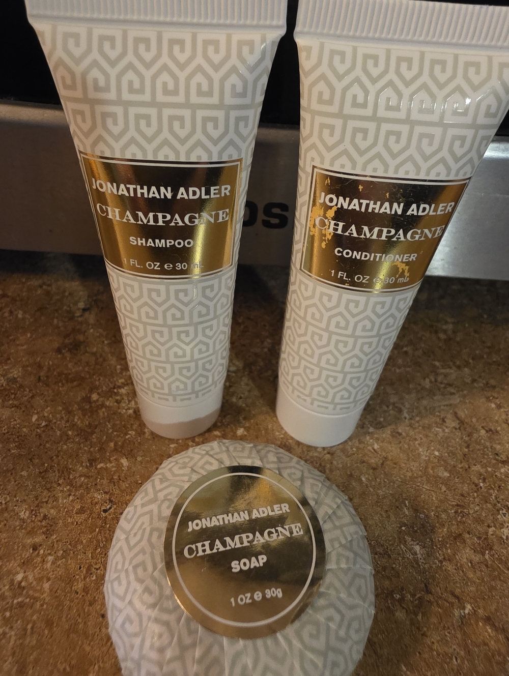 Jonathan Adler Champagne Travel Toiletries Set Of 3
